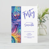 Jolie aquarelle Floral 40e anniversaire Invitation (Debout devant)