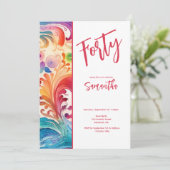 Jolie aquarelle Floral 40e anniversaire Invitation (Debout devant)