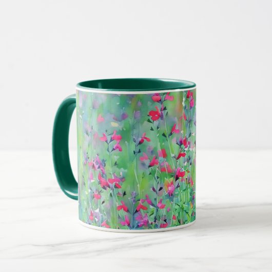 Jolie aquarelle Floral Flower Garden Art Mug (Devant gauche)