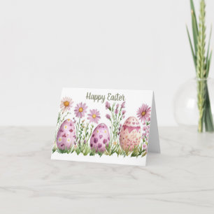 Jolie aquarelle Floral Oeuf de Pâques Carte de vac