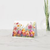 Jolie aquarelle Floral Oeuf de Pâques Carte de vac (Dos)