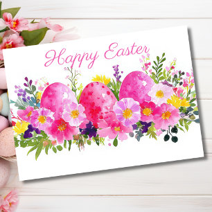 Jolie aquarelle Floral Oeuf de Pâques Carte de vac