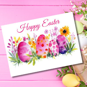 Jolie aquarelle Floral Oeuf de Pâques Carte de vac
