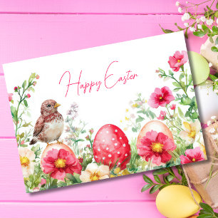 Jolie aquarelle Floral OEufs de Pâques Carte de va