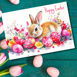 Jolie aquarelle Floral OEufs de Pâques Carte de va