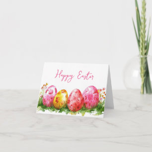 Jolie aquarelle Floral OEufs de Pâques Carte de va