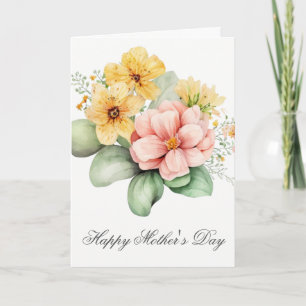 Jolie aquarelle Florals Carte de jour des mères