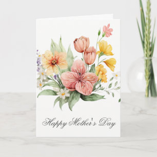 Jolie aquarelle Florals Carte de jour des mères