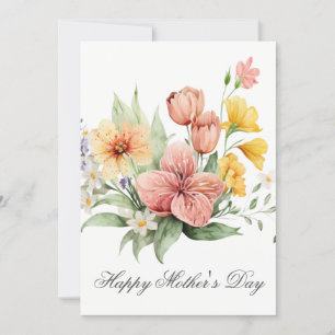 Jolie aquarelle Florals Carte de jour des mères