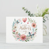 Jolie aquarelle Florals Carte de jour des mères (Debout devant)