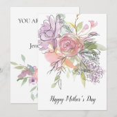 Jolie aquarelle Florals Carte de jour des mères (Devant / Derrière)
