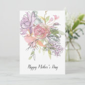 Jolie aquarelle Florals Carte de jour des mères (Debout devant)