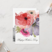 Jolie aquarelle Florals Carte de jour des mères (Devant/Arrière en situation)