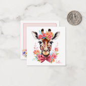 Jolie aquarelle Giraffe Carte pour notes (Devant/Arrière en situation)