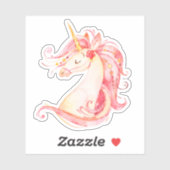 Jolie aquarelle licorne autocollant (Feuille)