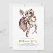 Jolie aquarelle momie halloween Invitation (Devant)