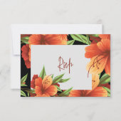 Jolie aquarelle Moody Orange Floral Wedding RSVP (Devant)