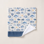 Jolie aquarelle Ocean Fishtern avec nom (Gant de toilette)