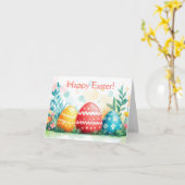 Jolie aquarelle OEufs de Pâques Carte de vacances (Fleur jaune)