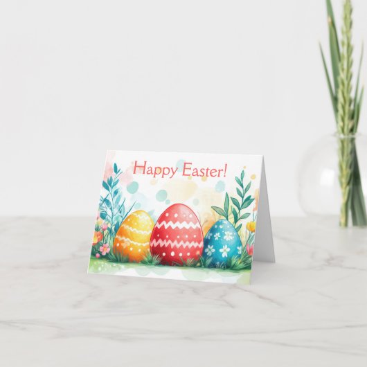 Jolie aquarelle OEufs de Pâques Carte de vacances (Devant)