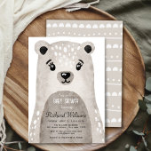 Jolie aquarelle ours garçon baby shower invitation