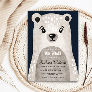 Jolie aquarelle ours garçon baby shower invitation
