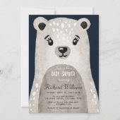 Jolie aquarelle ours garçon baby shower invitation (Devant)