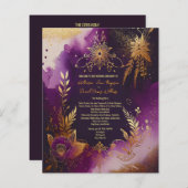 Jolie aquarelle Purple et Gold Wedding Programme (Devant / Derrière)