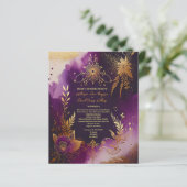 Jolie aquarelle Purple et Gold Wedding Programme (Debout devant)
