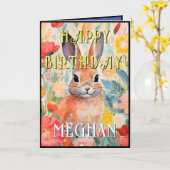 Jolie aquarelle Rabbit Bonne carte d'anniversaire (Fleur jaune)