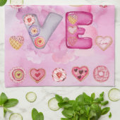 Jolie aquarelle rose valentines Cuisine Serviettes (Plié)