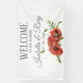 Jolie aquarelle Rouge Poppies Mariage bannière (Vertical)
