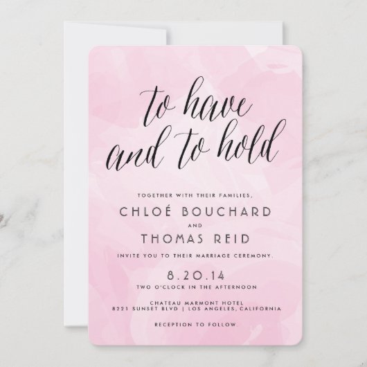 Jolie aquarelle Script mariage invitations (Devant)
