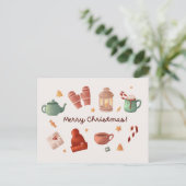 Jolie aquarelle sucre de canne hiver Carte de Noël (Debout devant)