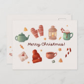 Jolie aquarelle sucre de canne hiver Carte de Noël (Devant / Derrière)