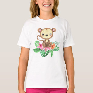 Jolie aquarelle Tropical Baby Monkey T-Shirt