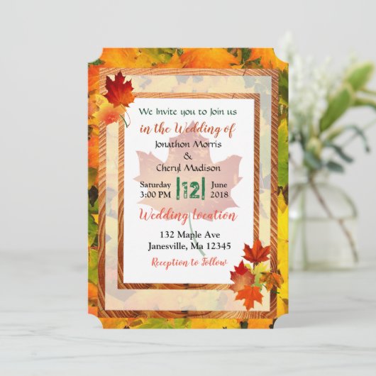 Jolie Automne Thème Mariage Invitations (Debout devant)