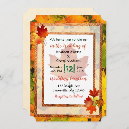 Jolie Automne Thème Mariage Invitations (Devant / Derrière)