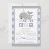 Jolie baleine Boy Baby shower Invitation (Devant)