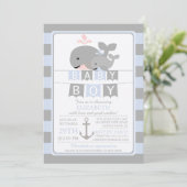Jolie baleine Boy Baby shower Invitation (Debout devant)