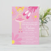 Jolie Ballerina rose Danse Anniversaire Invitation (Debout devant)