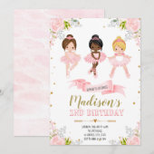 Jolie ballerine anniversaire invitation douche (Devant / Derrière)