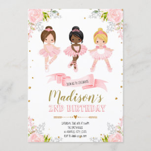 Jolie ballerine anniversaire invitation douche