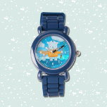 Jolie bande dessinée ours polaire enfant montre pe<br><div class="desc">Attention adorable pour les enfants avec un dessin animé pêche l'ours polaire. Personnalisez avec le nom de l'enfant,  ou retirez-le si vous ne le voulez pas. Choisissez la couleur de la montre (elle vient ii rose,  violet,  bleu ou noir) ou choisissez un style différent. © ArianeC Illustrations-Tous droits réservés</div>