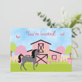 Jolie Barn Horse Anniversaire Fête Invitations (Debout devant)
