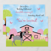 Jolie Barn Horse Anniversaire Fête Invitations (Devant / Derrière)