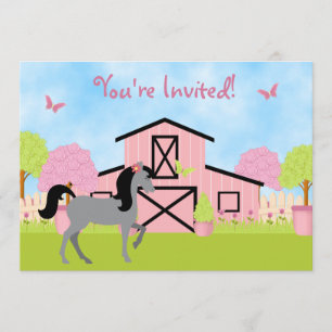 Jolie Barn Horse Anniversaire Fête Invitations