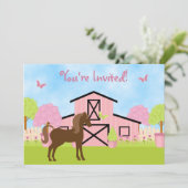 Jolie Barn Horse Anniversaire Fête Invitations (Debout devant)