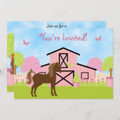 Jolie Barn Horse Anniversaire Fête Invitations (Devant / Derrière)