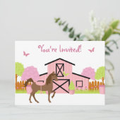 Jolie Barn Horse Anniversaire Fête Invitations (Debout devant)